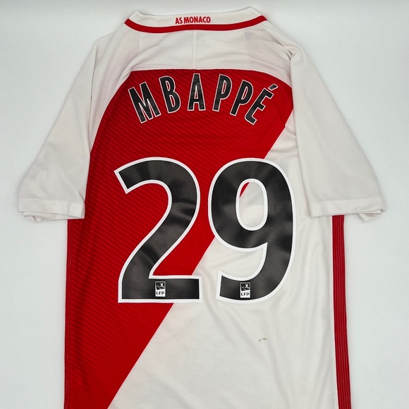 Mbappe #29 Monaco 2016/2017 Home ORIGINAL Nike Rare Soccer Jersey (S) - Picture 1 of 10